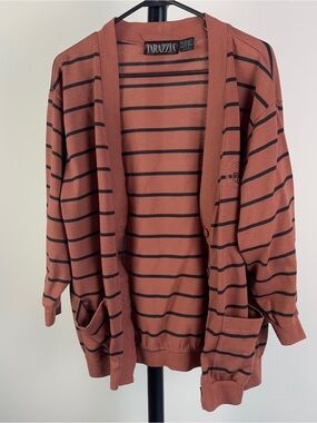Tarazzia Internationale Vintage Striped Crest Cardigan Sweater